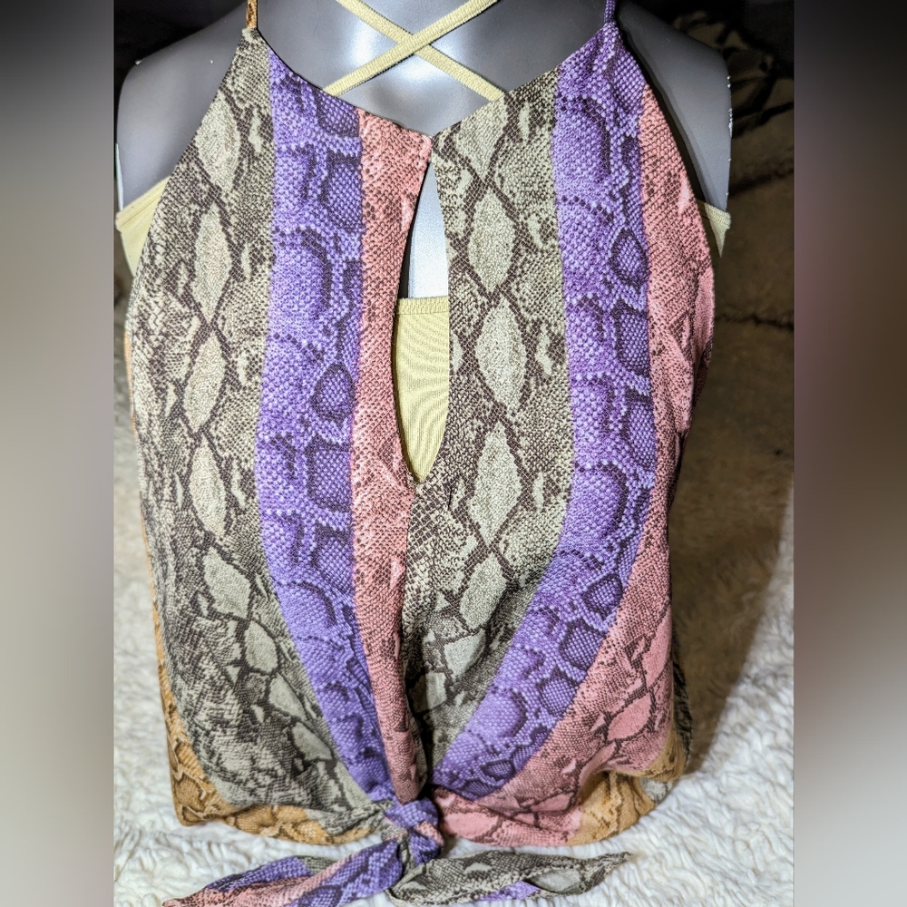Willow and Root Size Medium High Neck  Snake Print Tank Top